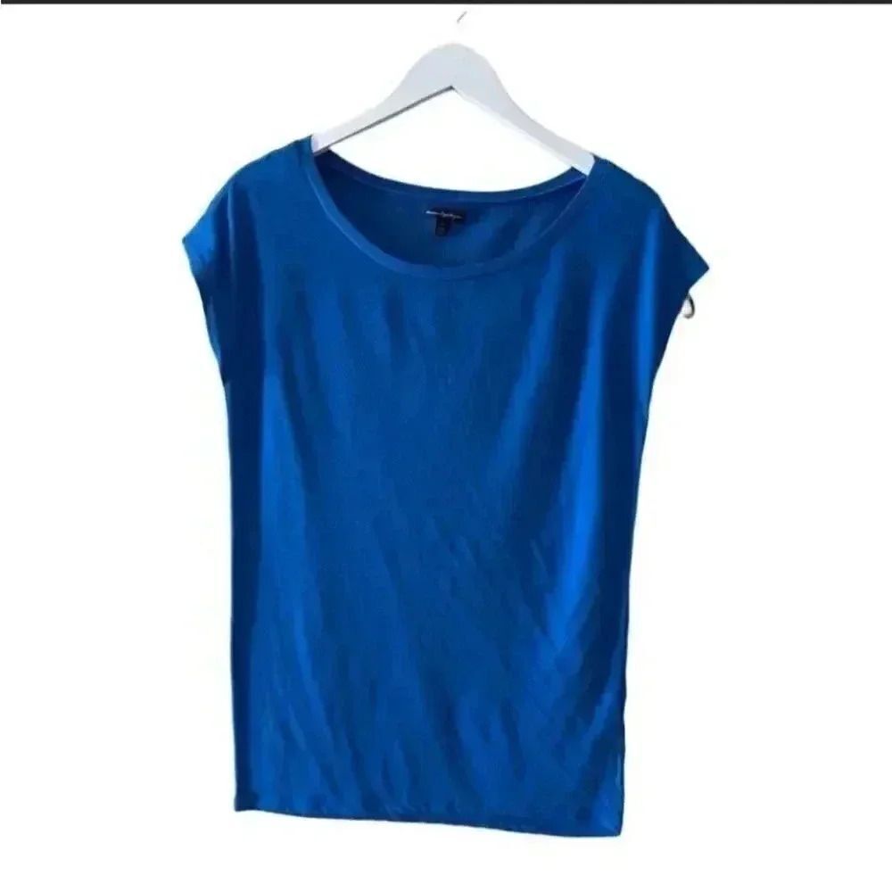 American Eagle Outfitter Royal Blue Cap Sleeves Long Tunic TShirt SZ SP